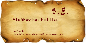 Vidákovics Emília névjegykártya